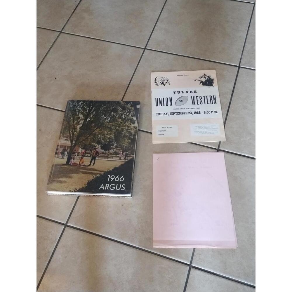 1966 Tulare Union high School yearbook and‎ football program